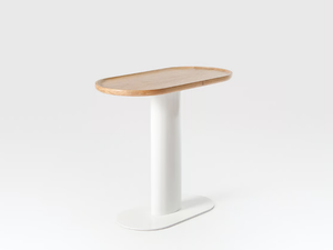 GEORGIE - Oval steel and wood side table _ Liqui Contracts